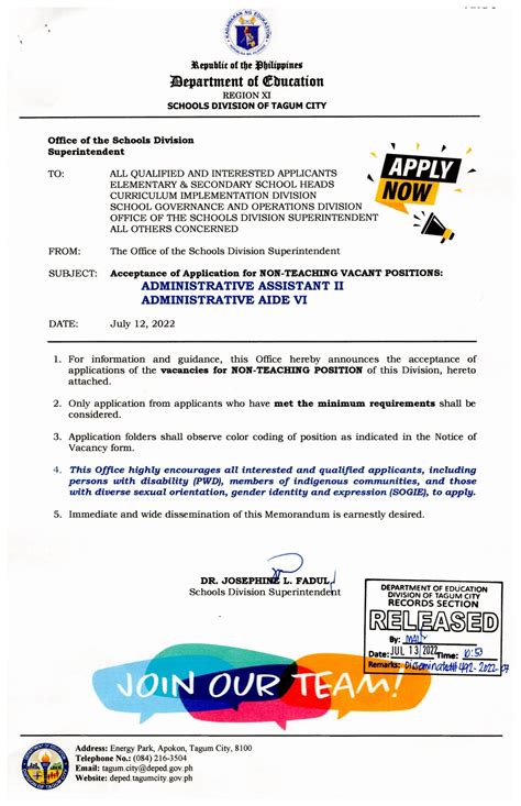 deped tagum city memo|NOTICE OF VACANCY DIVISION .